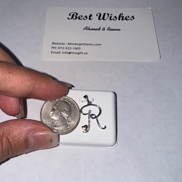 Real diamond R initial pendant for her, Best gift for all occasions, all ages, - Picture 6 of 7